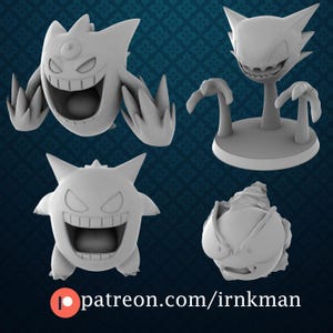 Gastly - Haunter - Gengar - Mega Gengar | 35mm True Scale Series | Irnkman's Minis