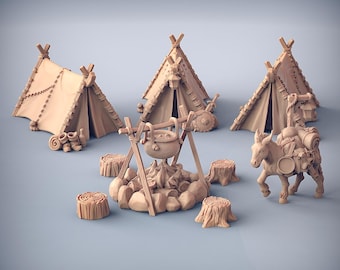Adventurers Camp Site Campsite | 32mm scale miniature | Artisan Guild