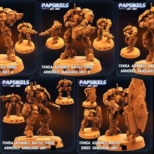 FKMSA Battle Droids - Round 4 - Armored Vanguard | 5 design options | 32mm scale miniature | Papsikels