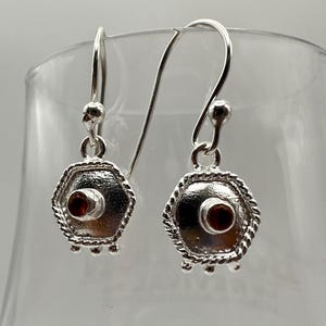 Carnelian Amulet Earrings: Sterling Silver Dangle Jewelry