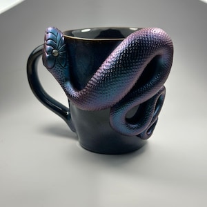 Handmade 3D Snake Mug, Gothic Python Coffee Cup, Reptile Art