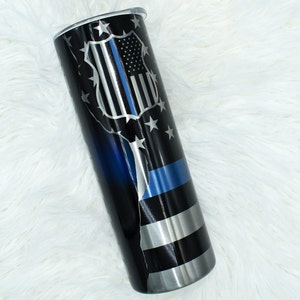 Personalized Police Tumbler, Cop Gift, Blue line Tumbler