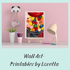 Vintage Gumball Machine Watercolor Art Print: Whimsical Game Room Decor (Digital Download)