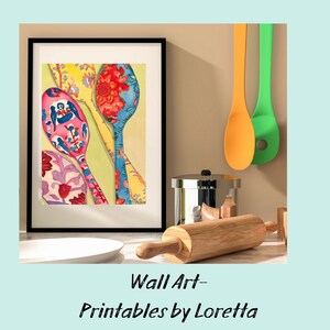 Watercolor Teaspoons Art Print: Whimsical Kitchen Decor (Digital Download)