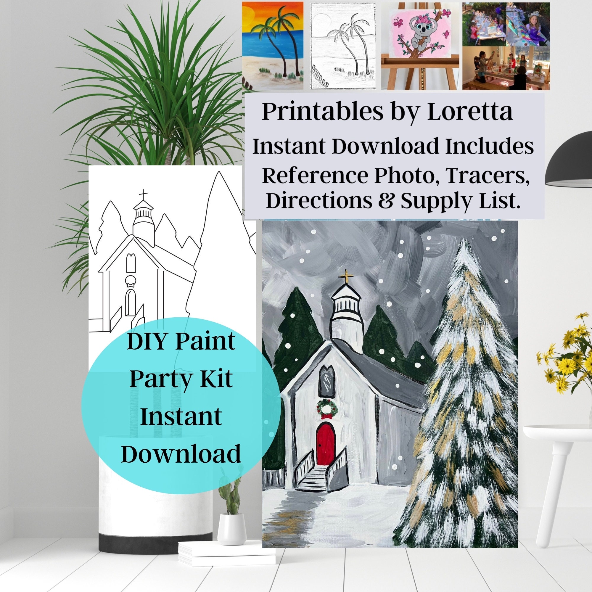 DIY Paint Party Kit Instant Download Penguin and Ice Cream Paint & Sip  Party, Download Tracer, Step by Step Instructions and Supply List 