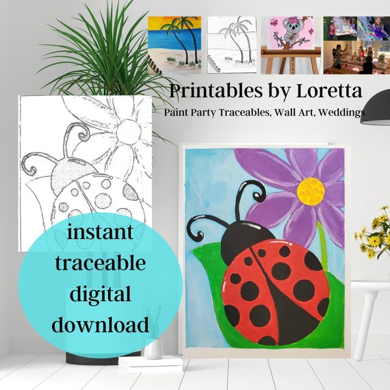 DIY Paint Party Kit Instant Download Includes Tracer, Instructions Supply  List, Kids Art, Paint and Sip, Lady Bug on Daisy Flower, -  Denmark