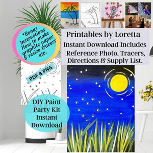 DIY Paint Party Kit Sofortiger Download Firefly-Herz mit Referenzfoto, PDF- und PNG-Tracern, Anleitung und Materialliste, Black Light Fun