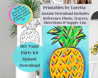 DIY Pineapple Paint Party Kit: Traceable Art (Digital Download)