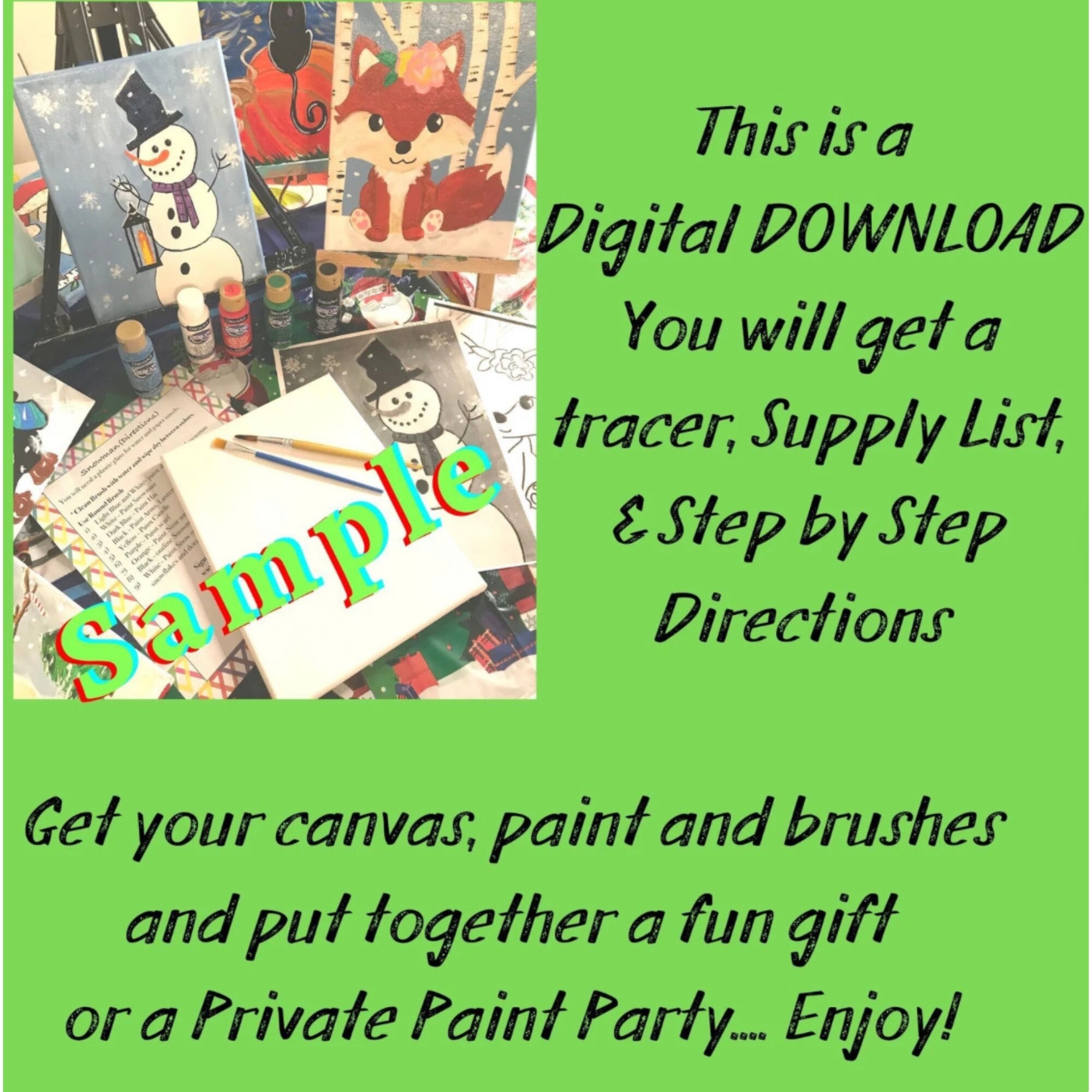 DIY Paint Party Kit Instant Download, Tracer, Instructions, Supply List