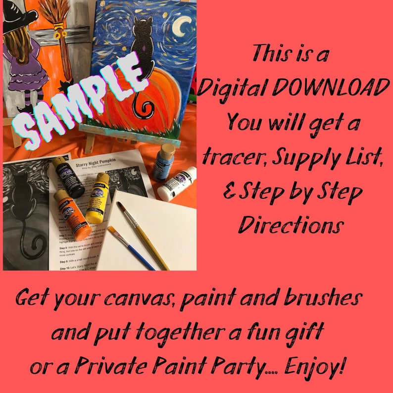 DIY Paint Party Kit Instant Download, Winter Church, Winter Scene