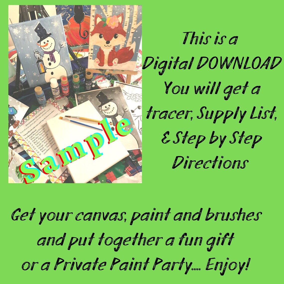 DIY Paint Party Kit Instant Download Christmas Santa Paint Etsy