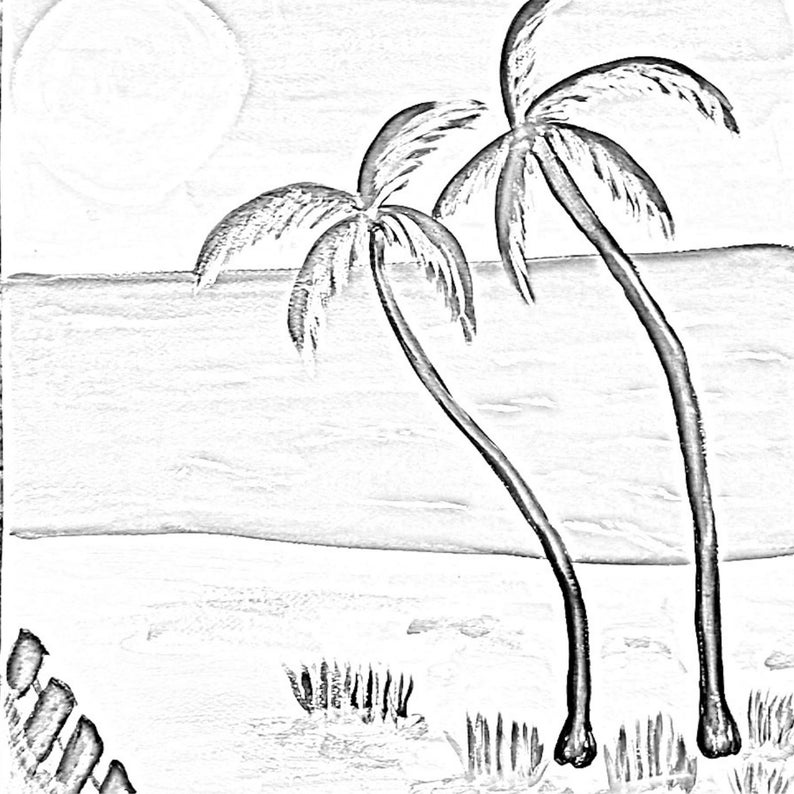 Beach Scene Printable Tracer For A Private Paint Party And Etsy