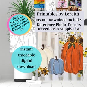 DIY Paint Party Kit Sofortiger Download Drei Kürbisse, Enthält Fotos, Tracers 8x10, 11x14 "Anleitungen, Materialliste, Bonus Info, Sip & Paint