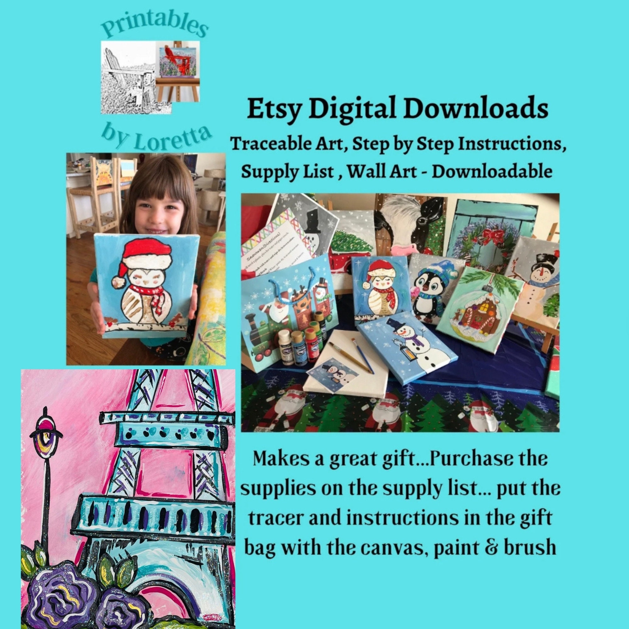 DIY Paint Party Kit Instant Download Downloadable Includes Tracer