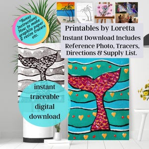 Mermaid Tail Paint Party Kit: DIY Tracer, Instructions (Digital Download)