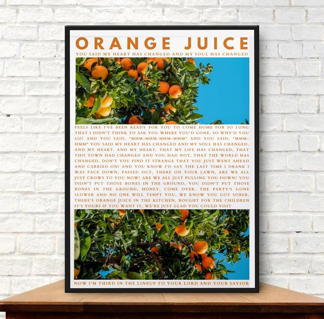 Orange Juice Noah Kahan Poster Noah Kahan Song Lyrics Canvas Etsy