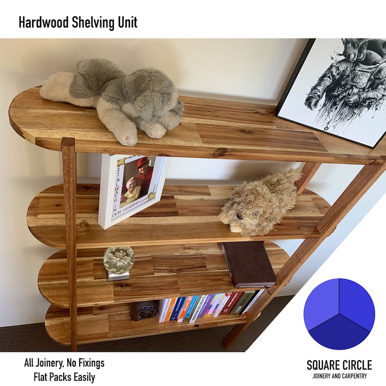 4 Tier Hardwood Shelving Unit Etsy