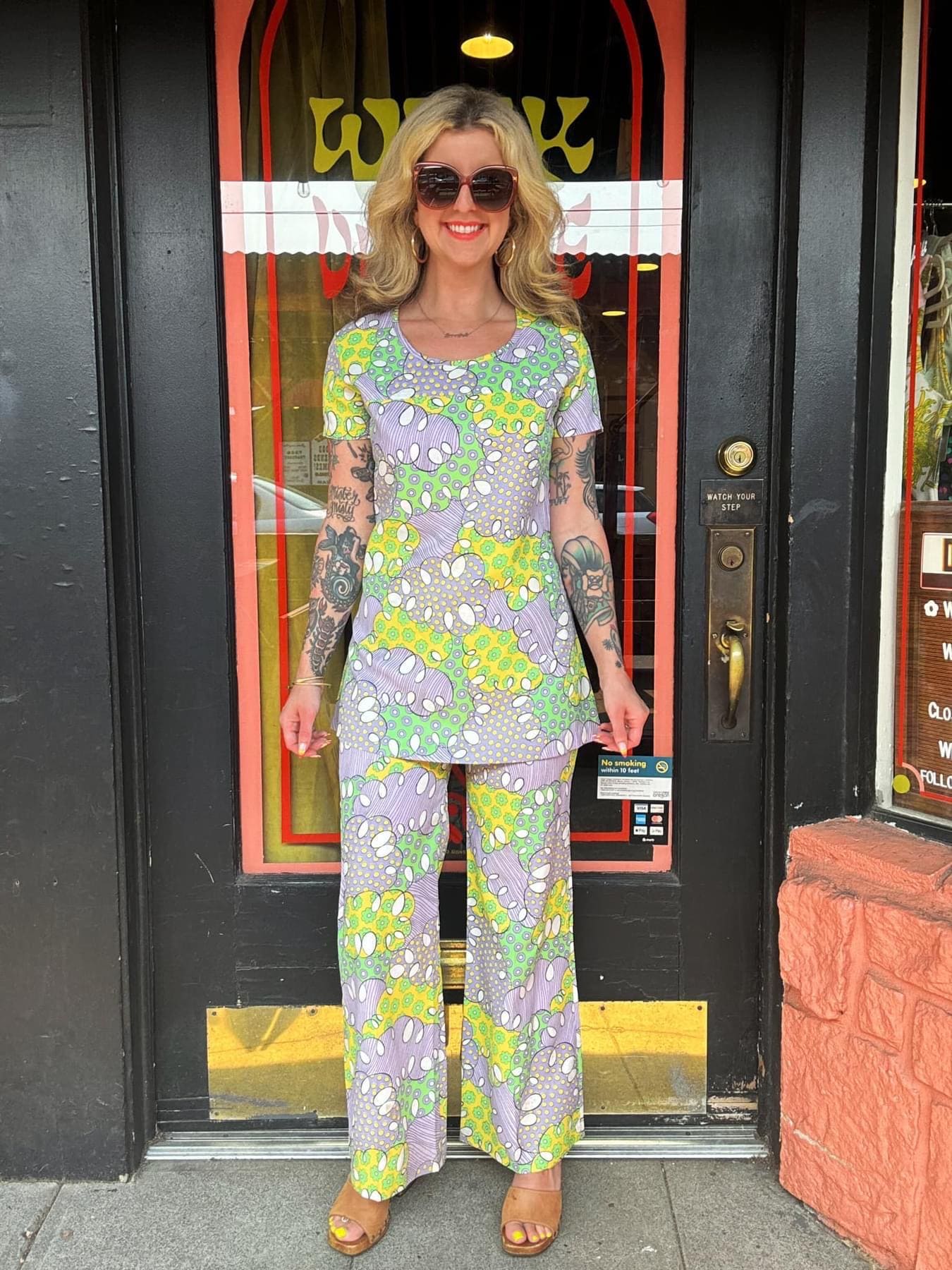 Vintage 1960's/1970's Psychedelic + Groovy Matching Flower Power