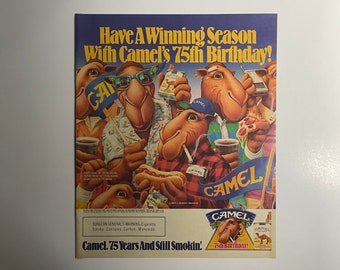 Camel Cigarettes Advertisement, Camel 75th Birthday Advertisement, 1988 Vintage Advertisement