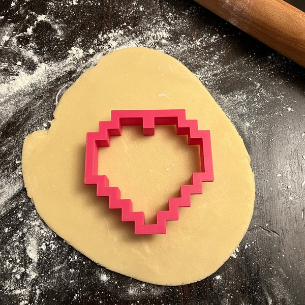 8 Bit Gamer Heart Pixel Cookie Cutter 3d Printed