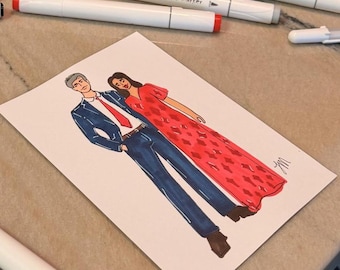 Custom Portrait Illustration | Live Event Style Drawing | Personalized Couple Sketch | Minimalist Line Art Portrait