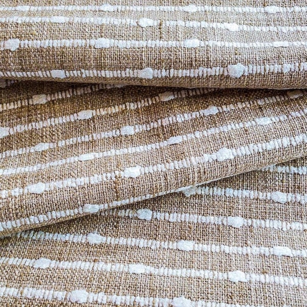 Camel Textured Stripe Fabric Brown Upholstery Fabric Modern Stripe Camel Fabric for Chairs Striped Fabric for Pillow Tan Fabric by the Yard