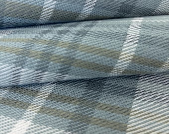 Blue Plaid Upholstery Fabric for Chairs Green Tartan Plaid Modern Fabric for Pillows Fabric Coastal Steel Blue Fabric for Sofa Decor Fabric