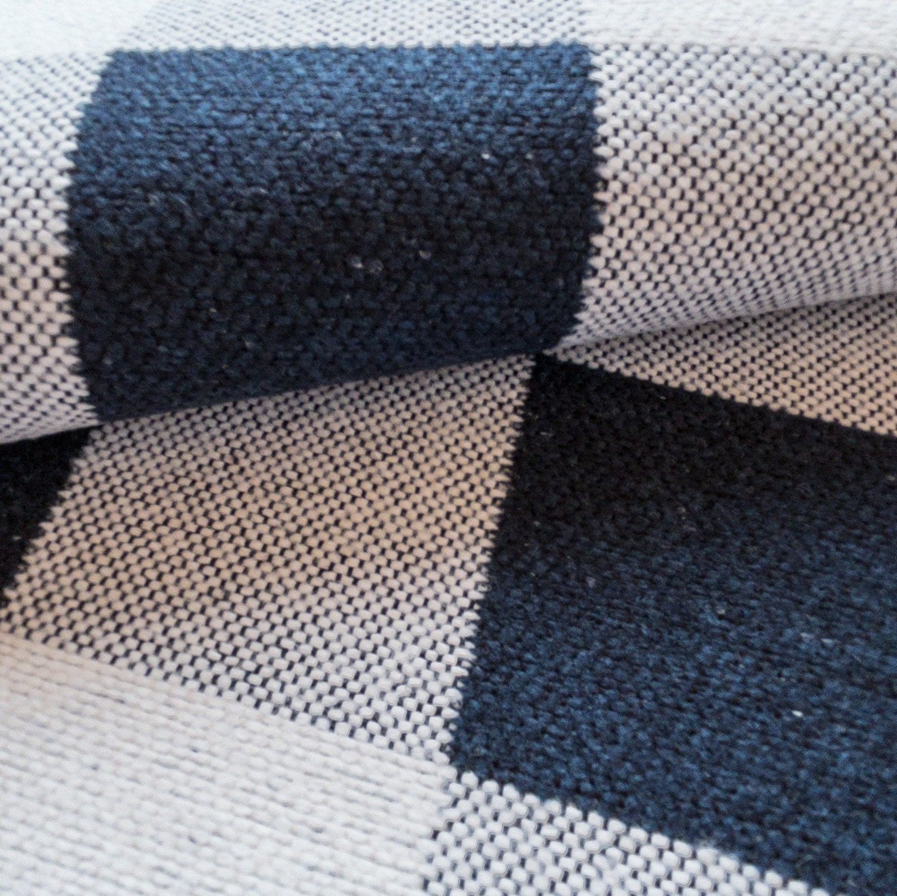 Indigo Blue Beige Indigo Plaid Upholstery Fabric by The Yard