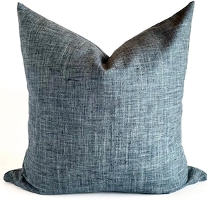 Navy Pillow Cover Textured Woven Pillow Coastal Navy Pillow Casual Blue Cushion Cover Neutral Blue Pillow 22x22 Mix & Match Throw Pillow
