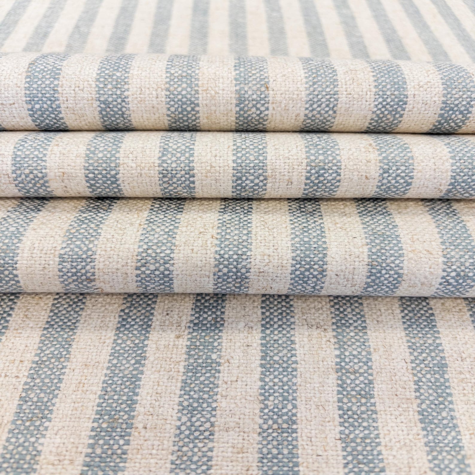 Blue & Beige Striped Drapery Fabric Modern Striped Designer Curtain