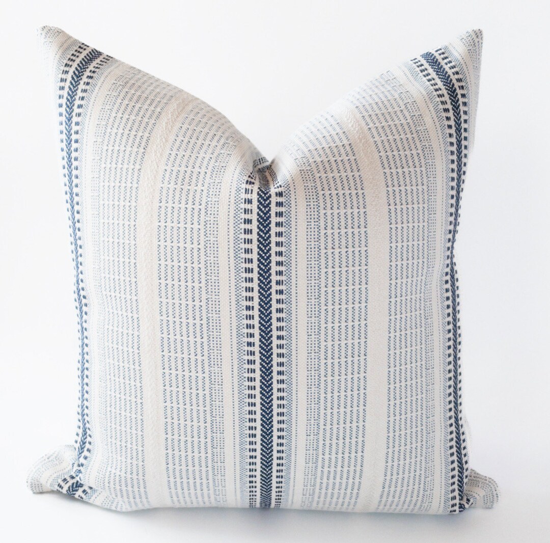 Blue and White Textured Throw Pillow, Modern Blue and White Accent