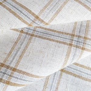 Beige Drapery Fabric Plaid Beige Modern Designer Fabric for Curtain Linen Plaid Neutral Pillow Fabric Modern Farmhouse Fabric by the Yard