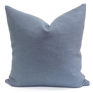 Blue Pillow Cover Textured Woven Pillow Coastal Steel Blue Pillow Casual Blue Cushion Neutral Blue Pillow for Bed Scandinavian Throw Pillow
