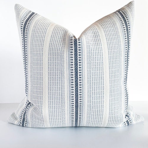 Blue and White Textured Throw Pillow Modern Blue and White Etsy