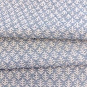 Chambray Blue Leaf Pattern Upholstery Fabric – Blue Woven Fabric by the Yard, Coastal Fabric for Cushions, Cottage Style Material