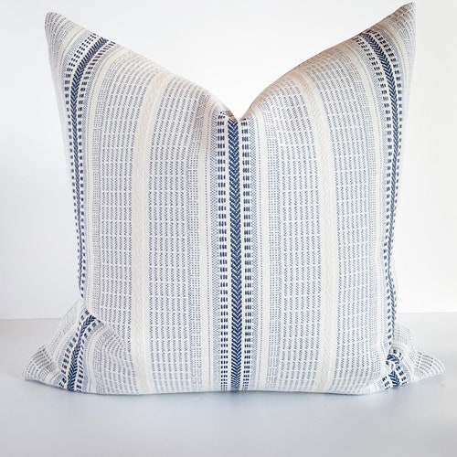 Blue and White Textured Throw Pillow Modern Blue and White Etsy