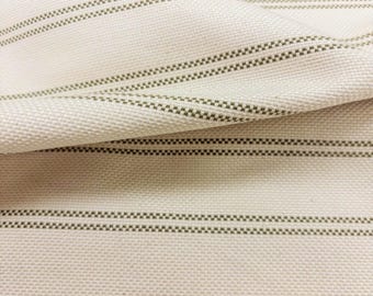 Beige & Green Stripe Upholstery Fabric for Chairs Stripe Green Fabric for Pillows Ticking Stripe Fabric Neutral Striped Fabric by the Yard