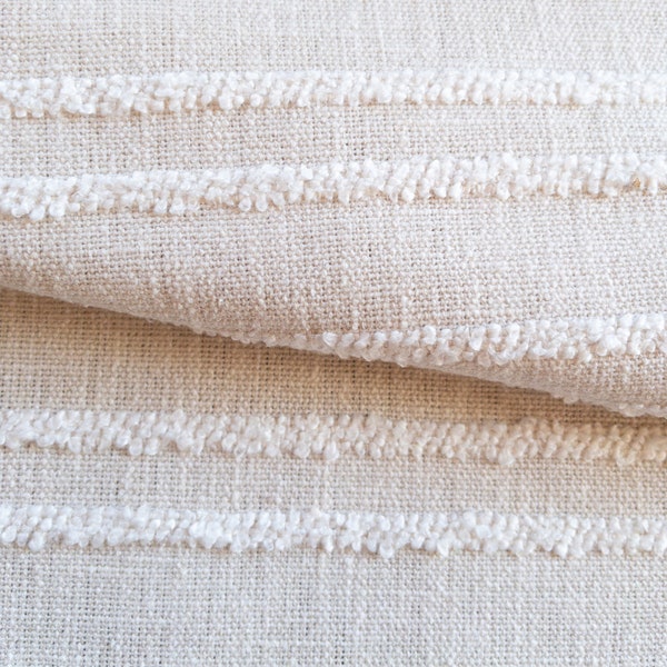 Beige Striped Sample Fabric Textured Stripe Upholstery Fabric for Pillows Coastal Fabric Neutral Beige Fabric Woven Striped Fabric Swatches