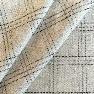 Warm Grey Drapery Fabric Wool Tartan Plaid Fabric Curtain Grey Modern Fabric Plaid Designer Fabric Home Decor Gray Check Fabric by the Yard
