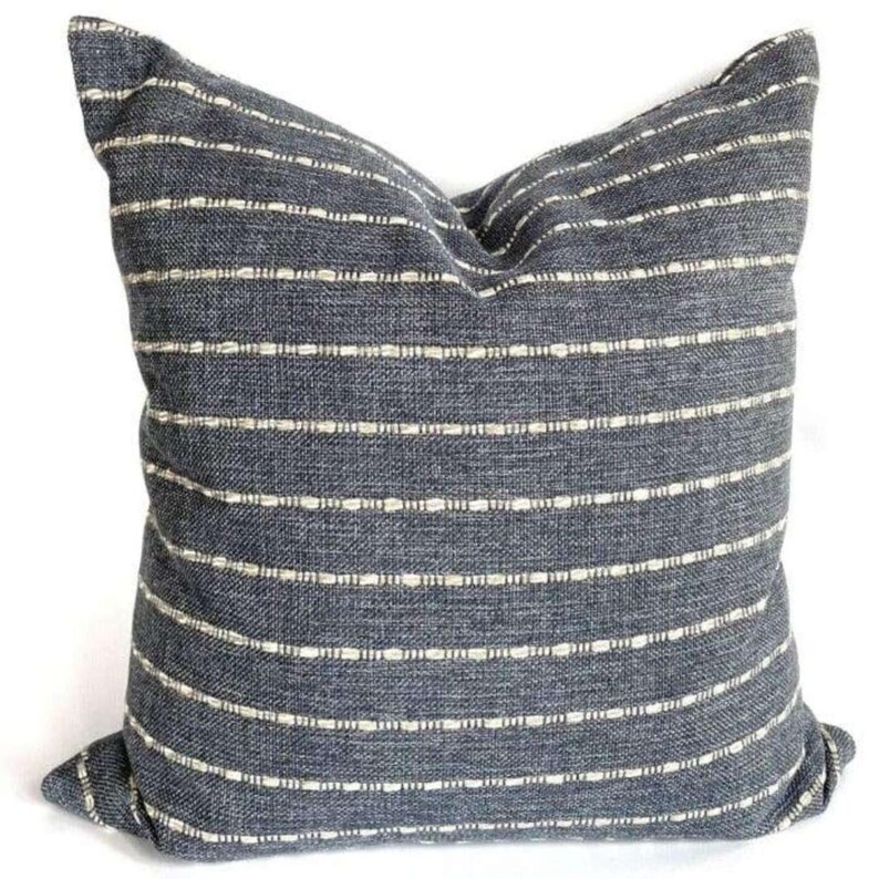 Denim Blue Striped Pillow Cover