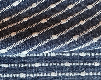 Navy Stripe Fabric Blue Upholstery Fabric Modern Designer Fabric Striped Chair Blue Texture Fabric Woven Stripe Furniture Fabric by the Yard