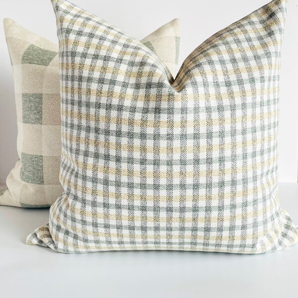 Green Plaid Pillow Etsy