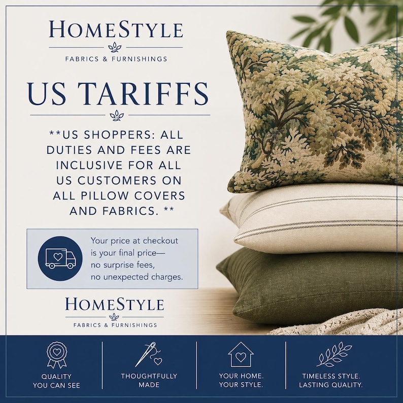 May include: A stack of three rectangular throw pillows. The top pillow features a dark green and cream botanical floral pattern. The middle pillow is cream with thin horizontal dark stripes. The bottom pillow is a solid dark olive green fabric.