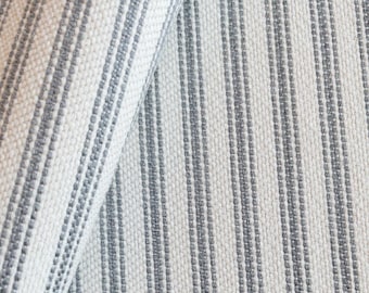 Gray Ticking Stripe Upholstery Fabric Gray Grain Sack Remnant Fabric for Cushion Grey Drapery Fabric Gray Performance Fabric by the Yard