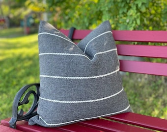 Gray Striped Throw Pillow Textured Outdoor Pillow Cover Grey Modern Decor Pillow Grey Neutral Cushion Striped Gray Farmhouse Pillow Coastal