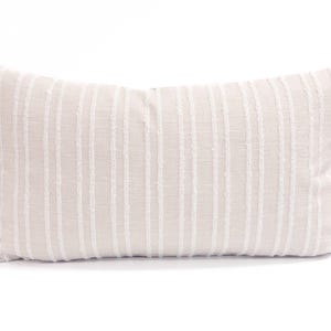 Beige Striped Neutral Lumbar Pillow C...