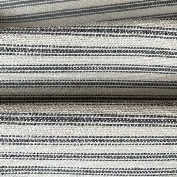 Gray Ticking Stripe Fabric Sample, Striped Fabric, Striped Upholstery Fabric, Gray Grain Sack Fabric, Drapery Fabric, French Ticking Fabric