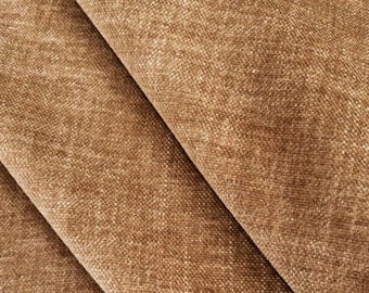 Camel Chenille Fabric Upholstery Chenille Fabric for Curtain Textured Fabric Brown Soft Fabric for Chairs Velvety Drapery Fabric by the Yard