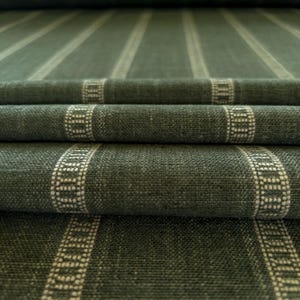 Olive Green Striped Upholstery Fabric for Chairs Striped Drapery Fabric Earthy Green Stripe Designer Fabric Modern Stripe Fabric by the Yard