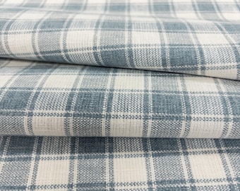 Tela para cortinas azul vaquero, tela de algodón a cuadros, tela de vichy, tela campestre inglesa, tela para sillas a cuadros costeros, tela chambray de diseñador cortada a medida